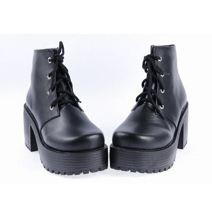 Black Patent Leather High Heels Platform Classic Lolita Shoes