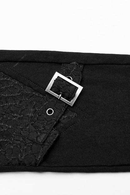 Black Hollow Japanese Buckles Stitching Mesh Women's Gothic Leggings