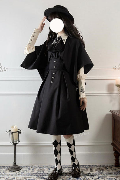 Black Night Raven Magic Metal buttons Gothic Lolita Dress