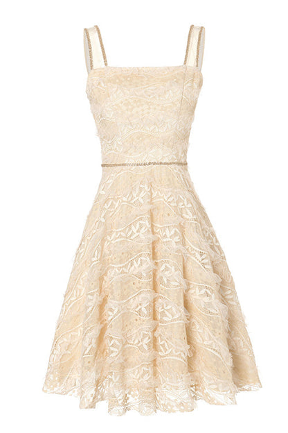 Beige Elegant Lace Embroidered High Waisted Sweet Lolita JSK Dress