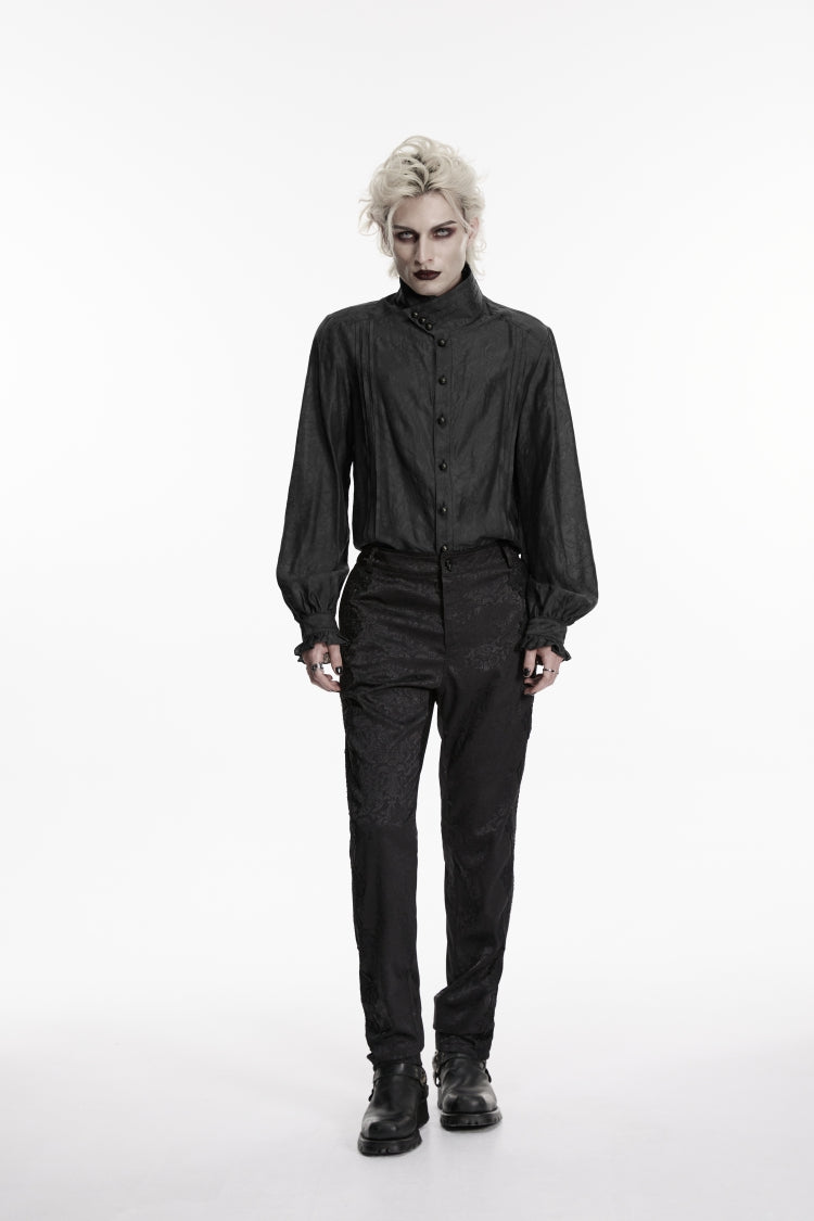 Black Jacquard Slim Men's Gothic Gorgeous Handsome Pants