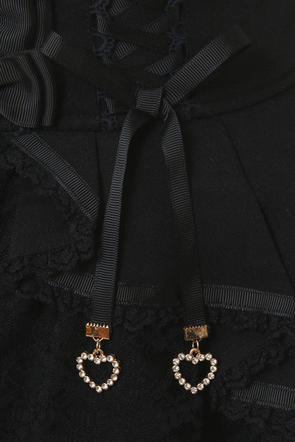 Black Japanese High Waisted Multi-Layered Lace Sweet Jirai Kei Skirt