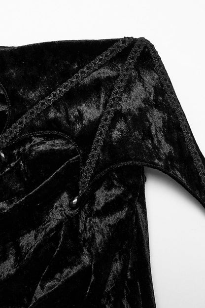 Black Batwing Hollow Embroidery Stitching Lace Women's Gothic Fishtailed Skirt