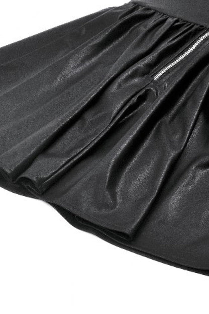 Black Halterneck Zippered Chain-Decorated Eyelet Women's Punk Faux Leather Dress