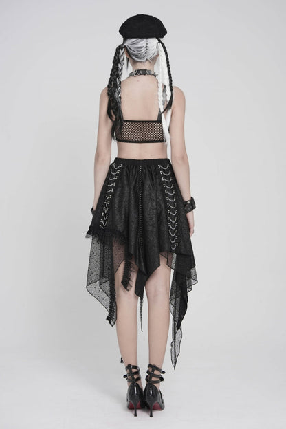 Black Lace-Up Slim Mesh Buckled Women's Punk Heart  Corset