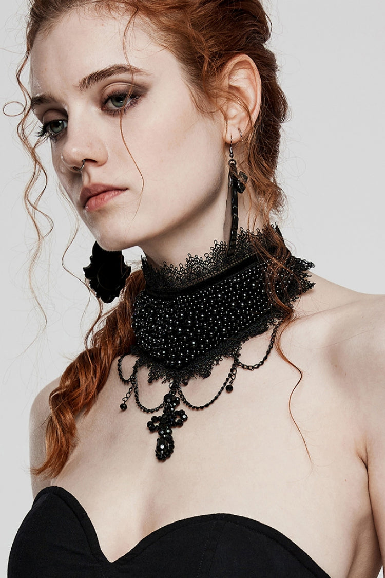 Black Cross Bead Women's Gorgeous Gothic Choker