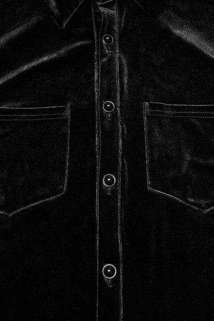 Black Lapel Collar Long Puff Sleeves Men's Gothic Blouse
