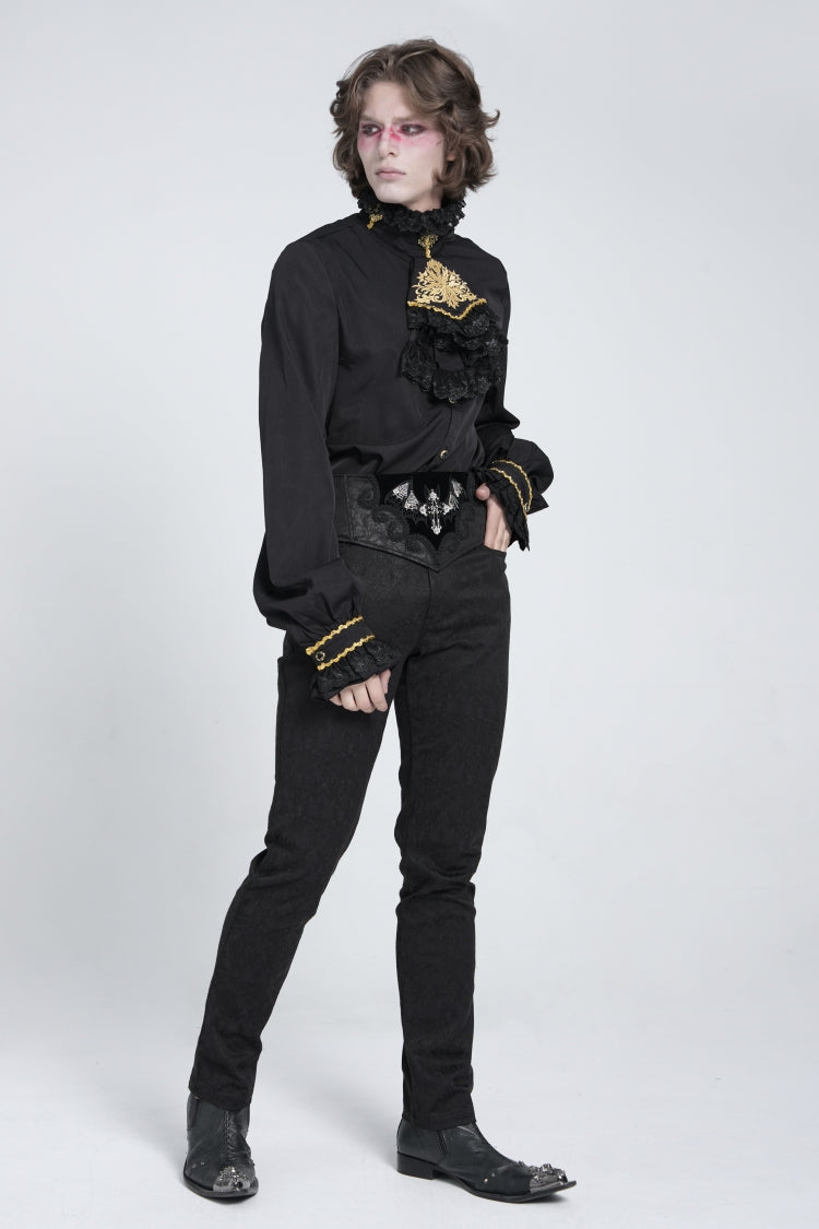 Black Embroidered Lace-Up Men's Gothic Accessory  Bat Embroidered Girdle