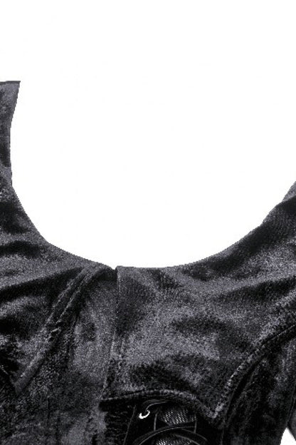 Black Long Sleeves Eyelets Side Slit Women's Gothic Maxi Dresses Wedding Dress
