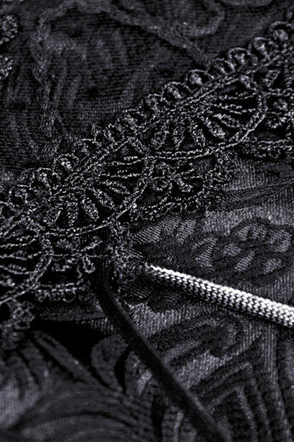 Black Floral Embroidered Lace-Up Strappy Women's Gothic Gorgeous Corset