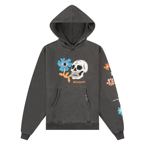 Floral Skull Hoodie | Jet Black