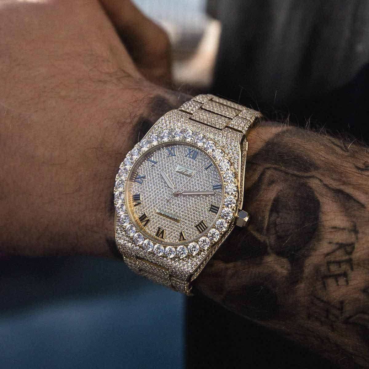 42MM Fully Iced Moissanite Alpha Era® in Gold