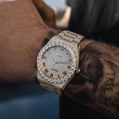 42MM Fully Iced Moissanite Alpha Era® in Gold