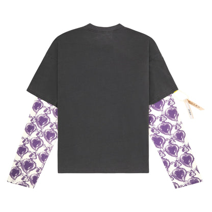Fumi Script Double Tee | Black/Purple