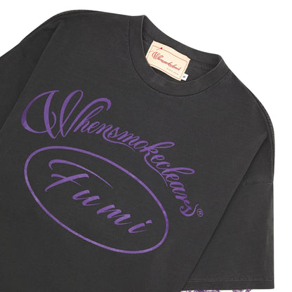 Fumi Script Double Tee | Black/Purple
