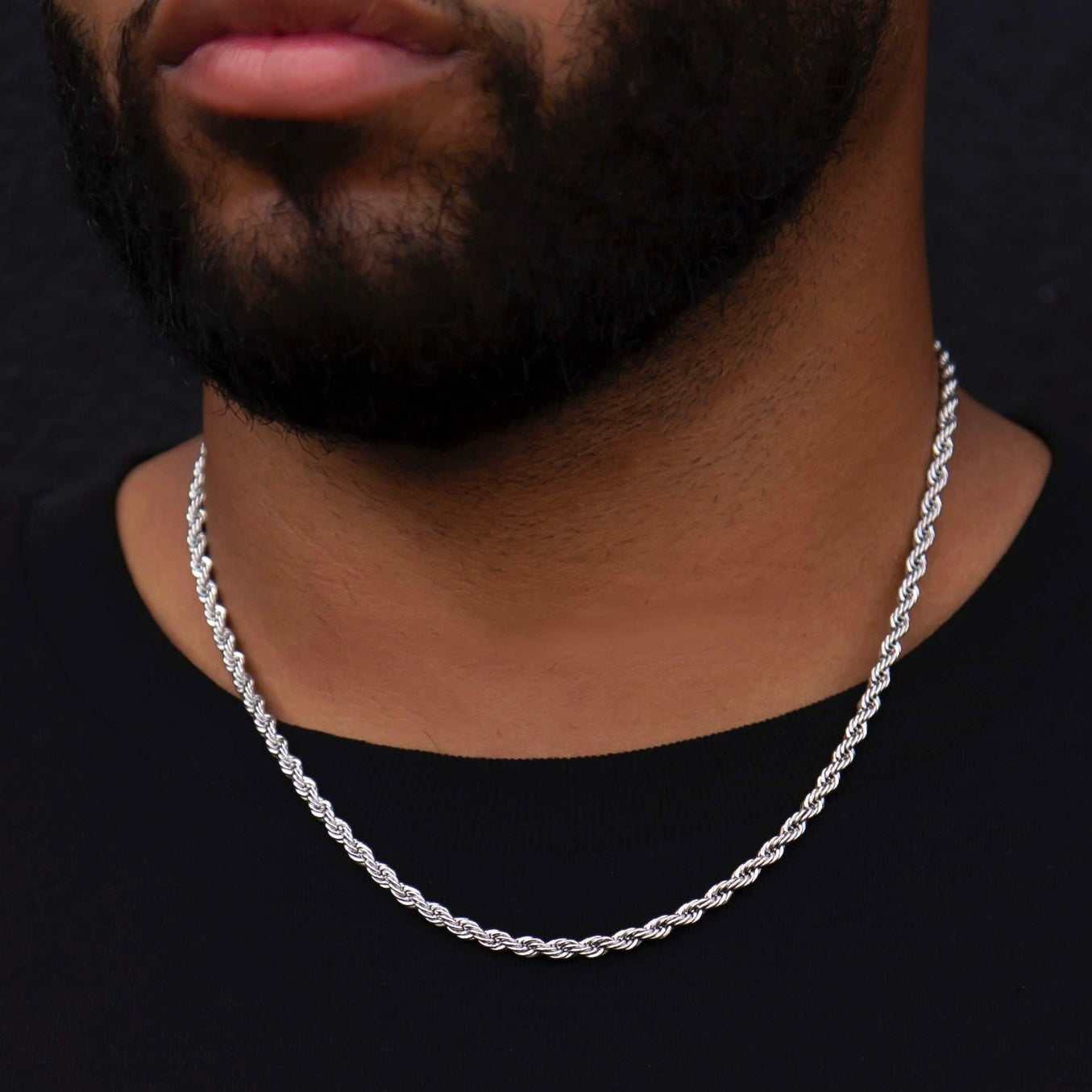 4mm Rope Chain in White Gold