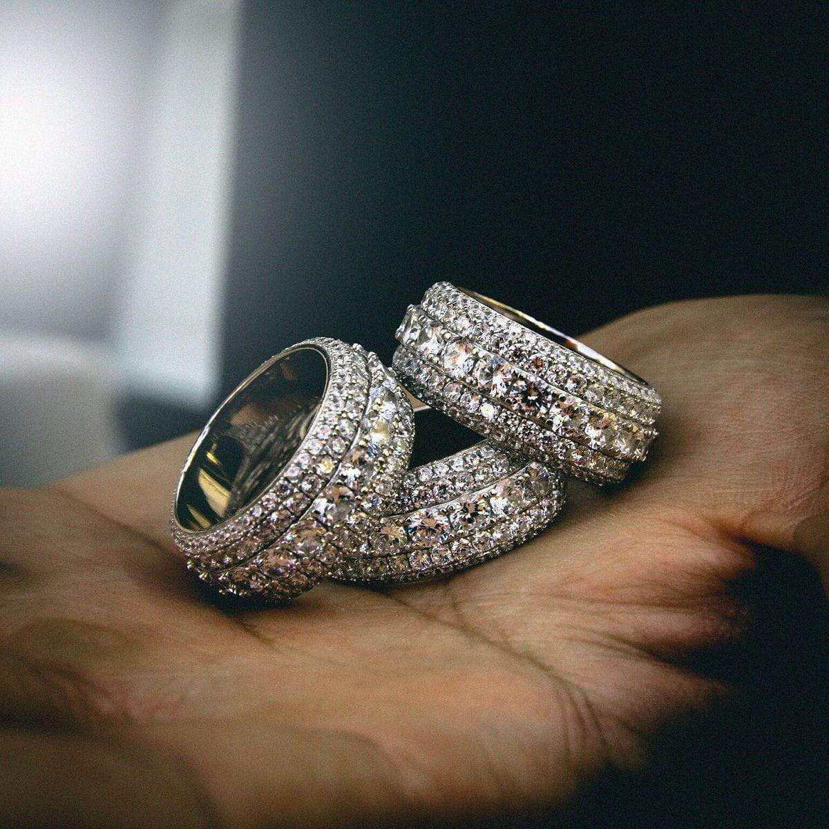 5 Layer Lab Grown Diamond Band Ring in Solid White Gold