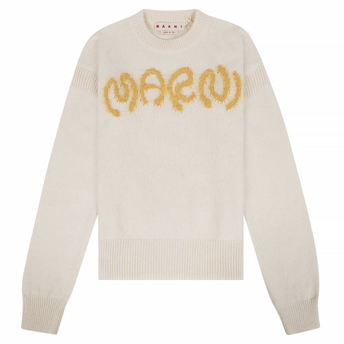 Logo Shetland Sweater | Stone White