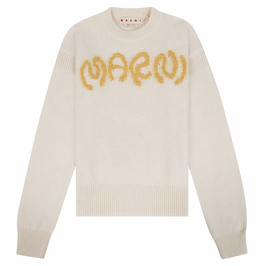 Logo Shetland Sweater | Stone White