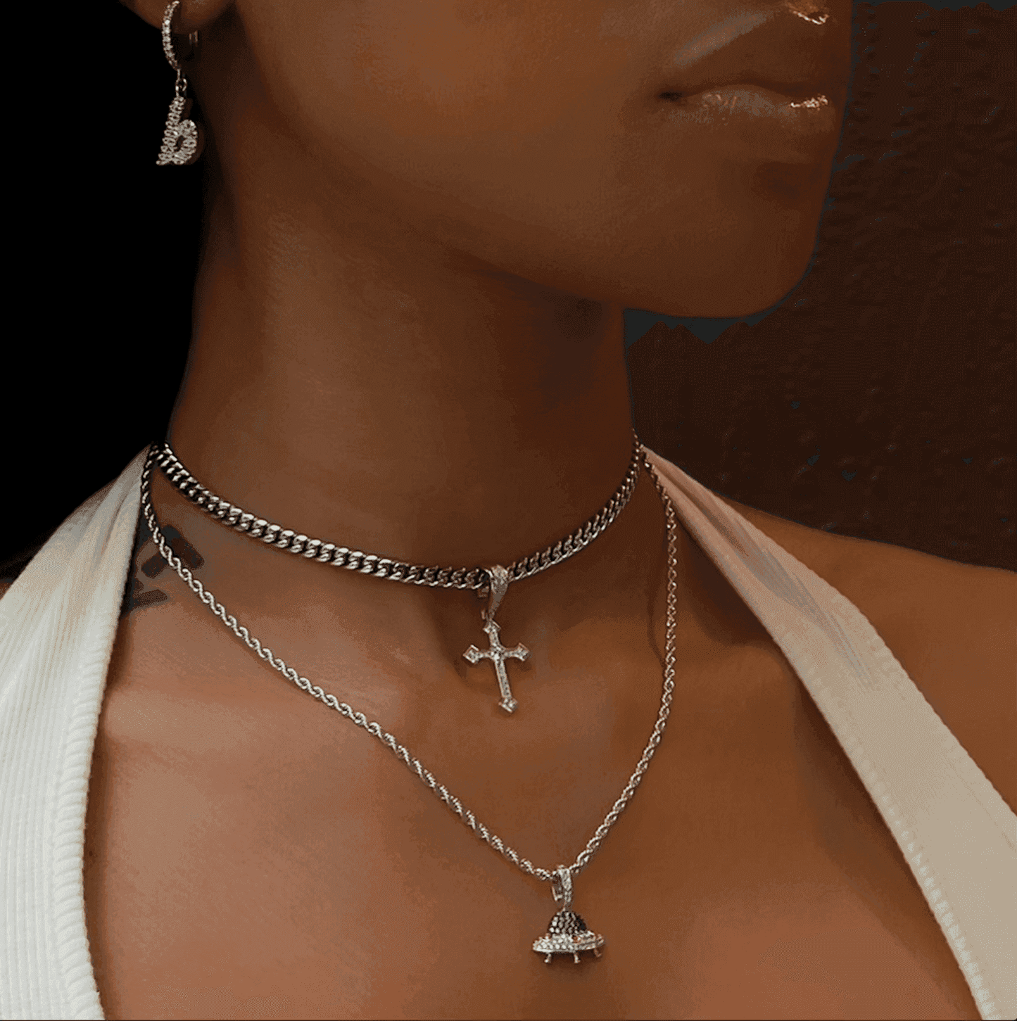 2 Chains + 2 Pendants - White Gold