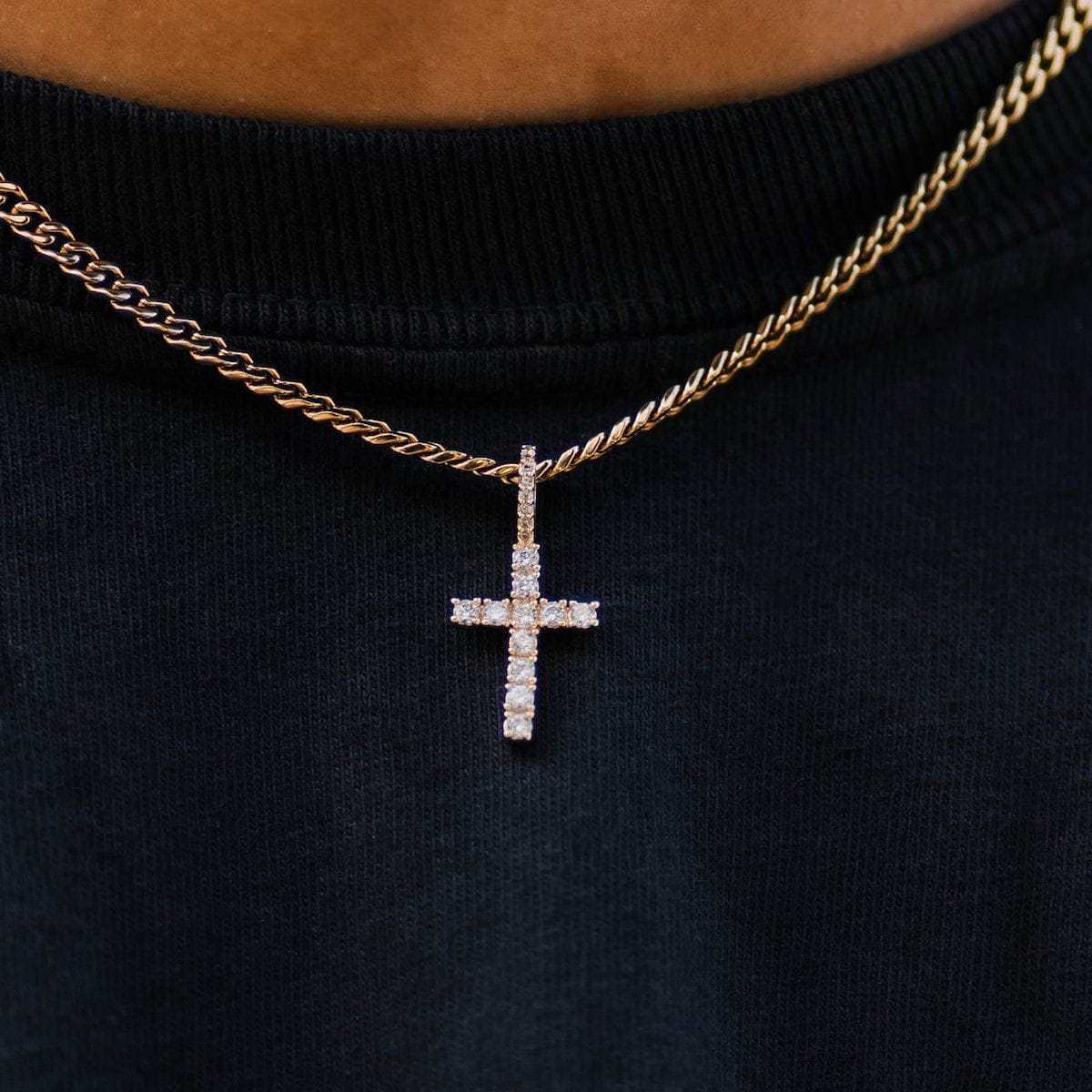 18k Vermeil Micro Diamond Cross