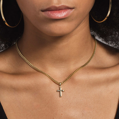 18k Vermeil Micro Simple Cross Pendant in Yellow Gold