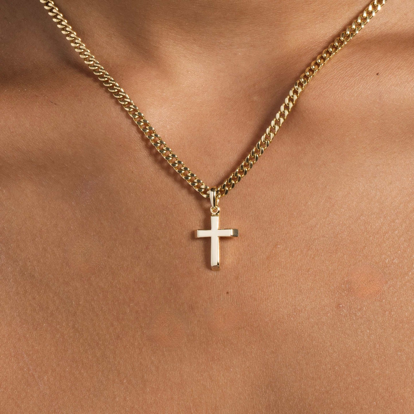 18k Vermeil Micro Simple Cross Pendant in Yellow Gold