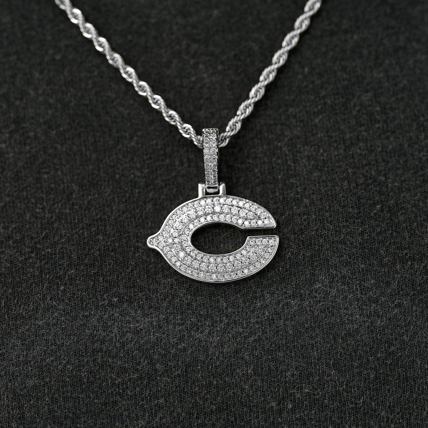 Chicago Bears Official NFL Micro Logo Pendant in White Gold