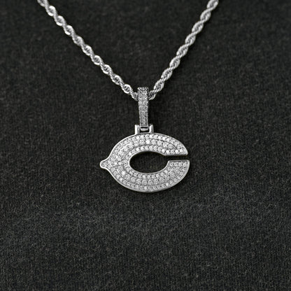 Chicago Bears Official NFL Micro Logo Pendant in White Gold