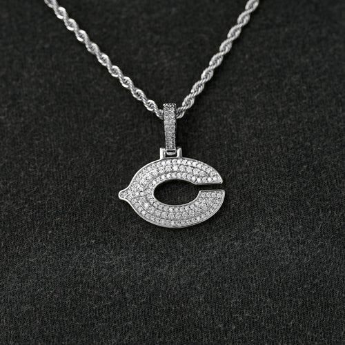 Chicago Bears Official NFL Micro Logo Pendant in White Gold
