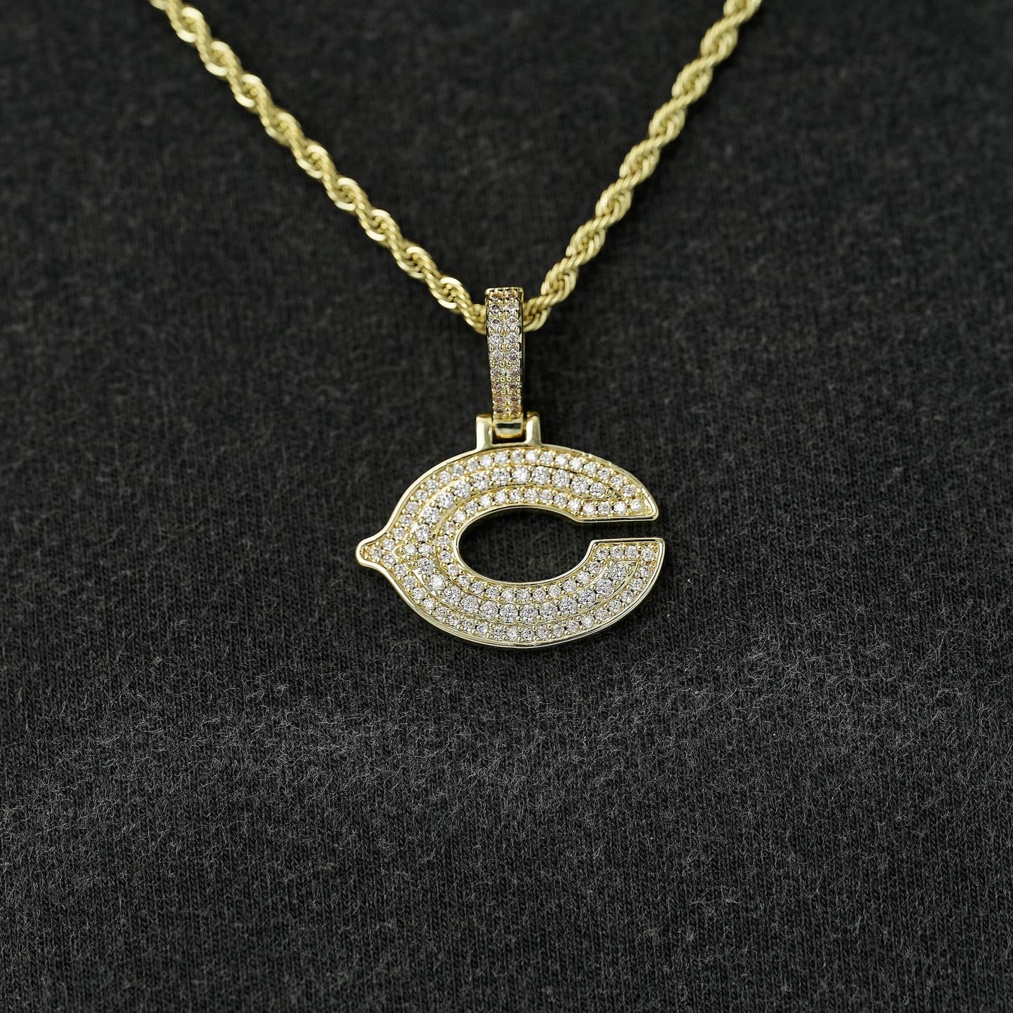 Chicago Bears Official NFL Micro Logo Pendant in Yellow Gold
