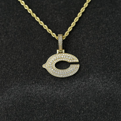Chicago Bears Official NFL Micro Logo Pendant in Yellow Gold