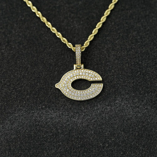 Chicago Bears Official NFL Micro Logo Pendant in Yellow Gold