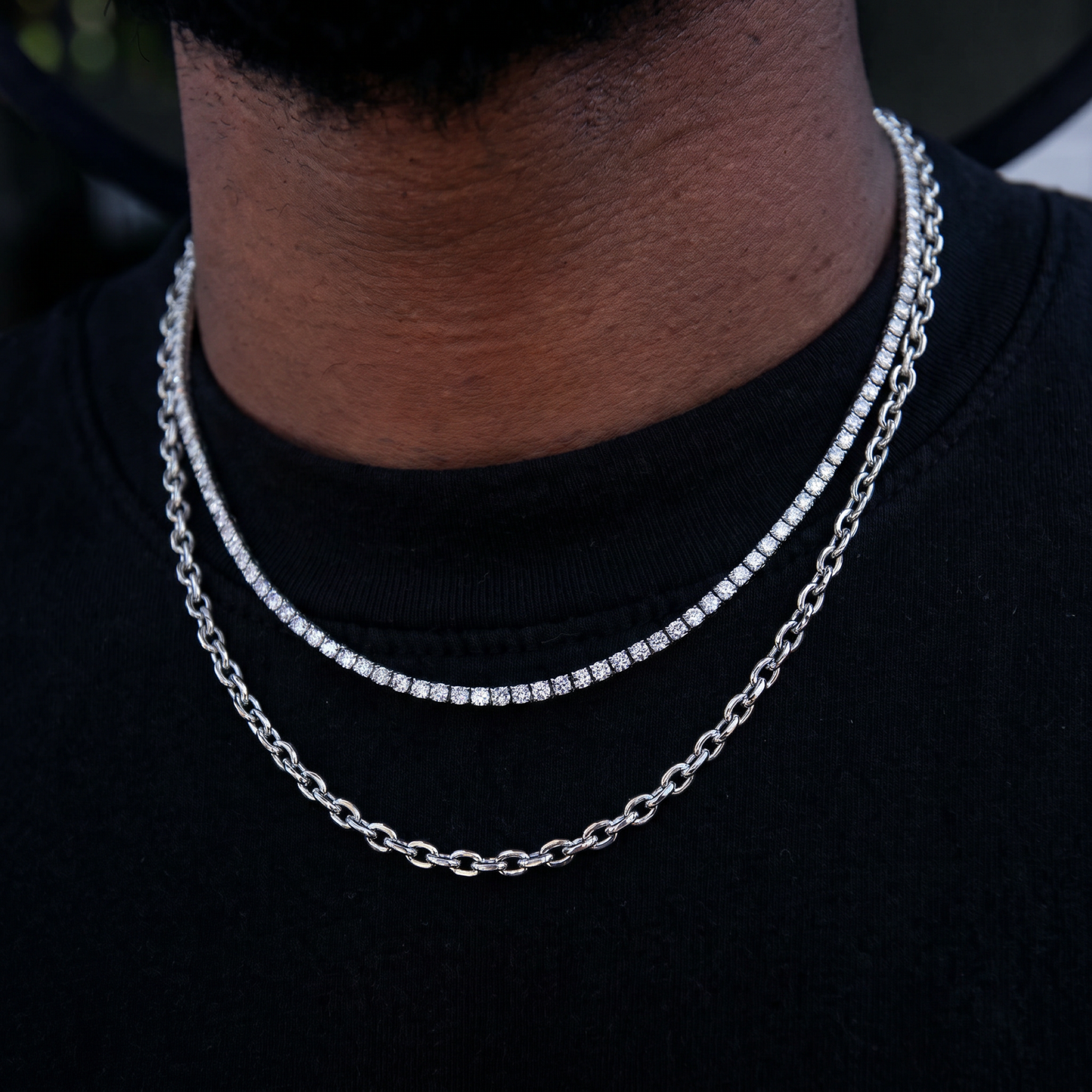 Box Chain + Micro Tennis Chain 20"
