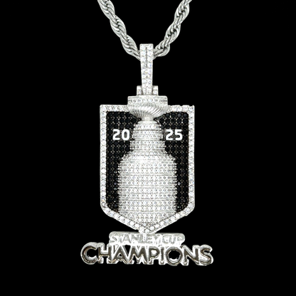 2025 Stanley Cup Official NHL Championship Pendant with 20" Rope Chain in White Gold