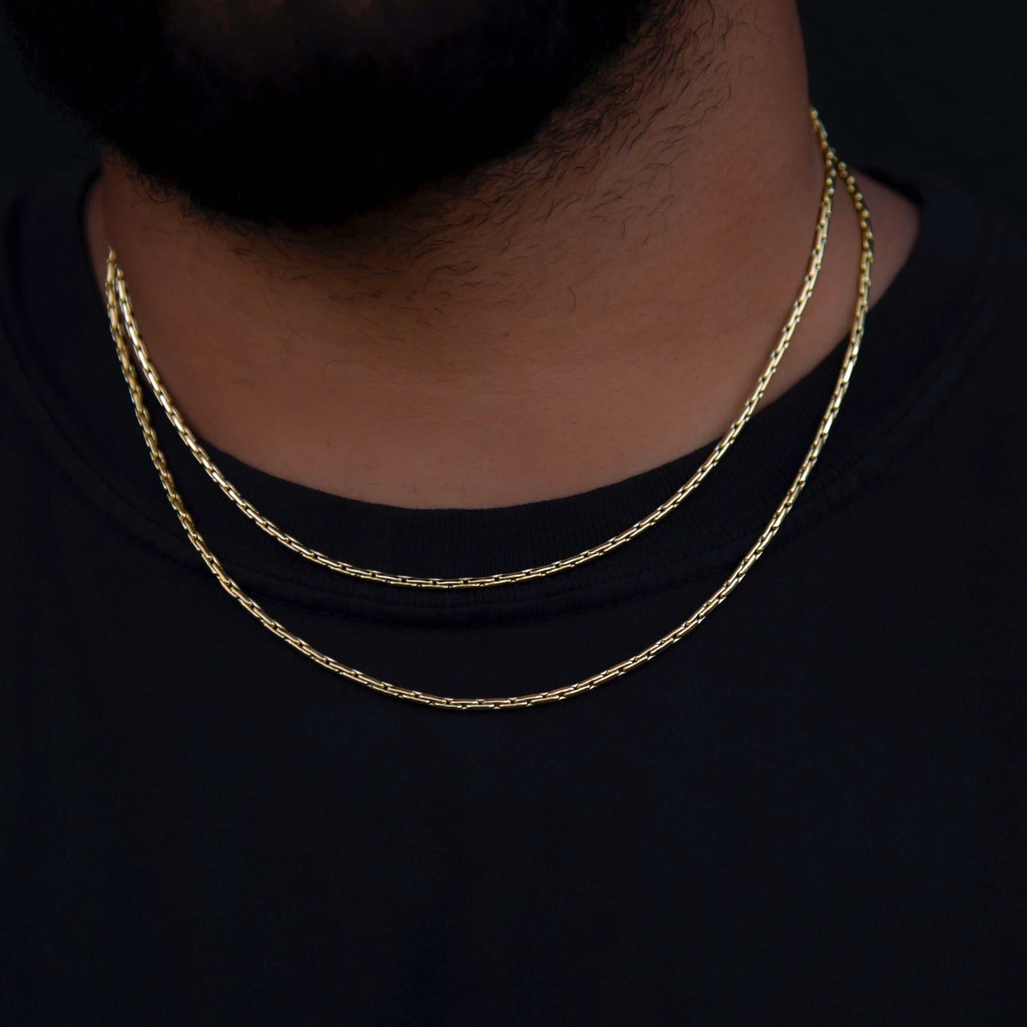 2mm Triangular Link Chain - Yellow Gold