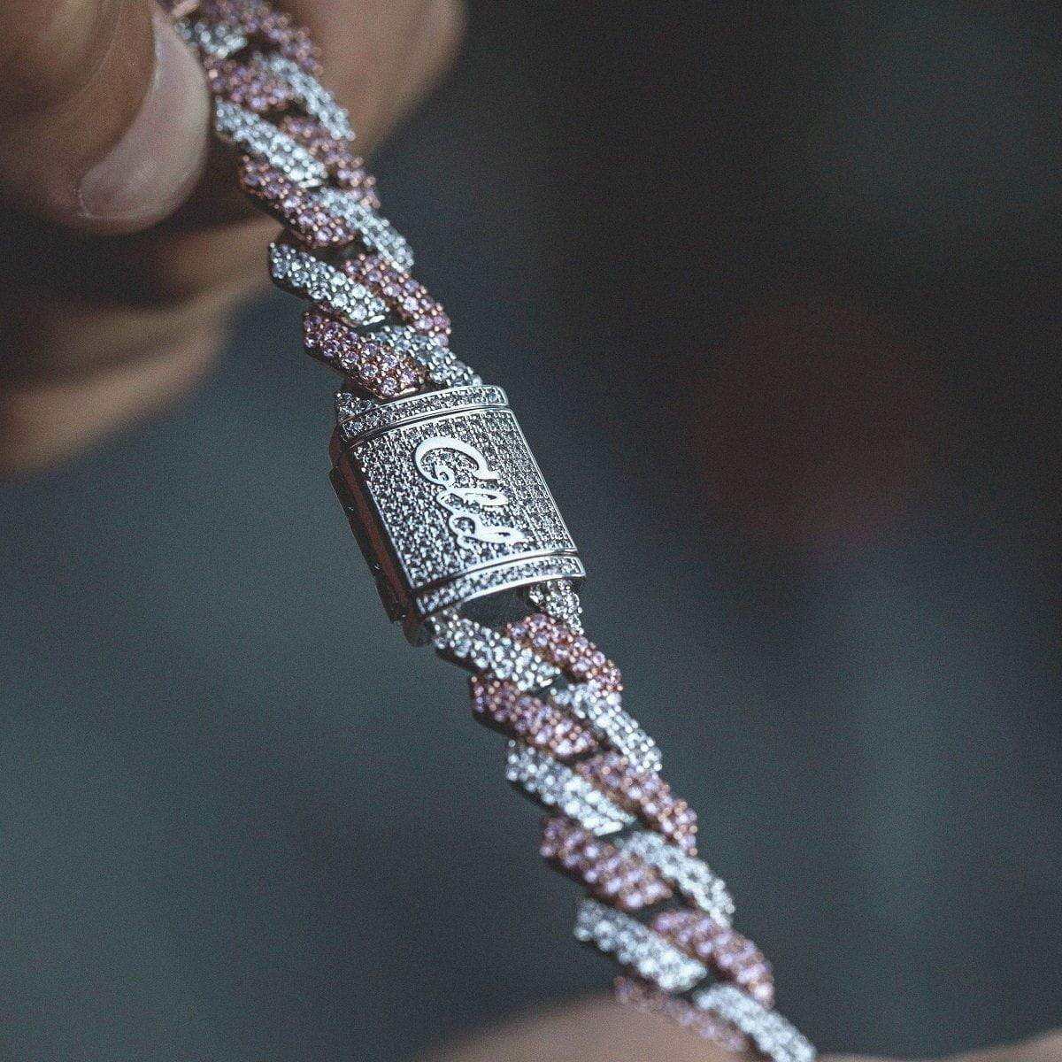 10mm Two-Tone Prong Link Chain in Rose/White Gold
