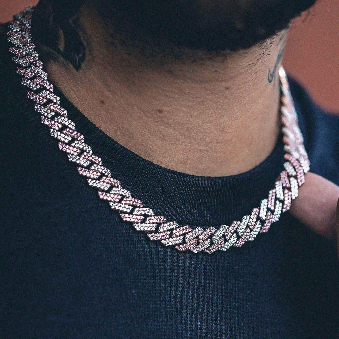 10mm Two-Tone Prong Link Chain in Rose/White Gold