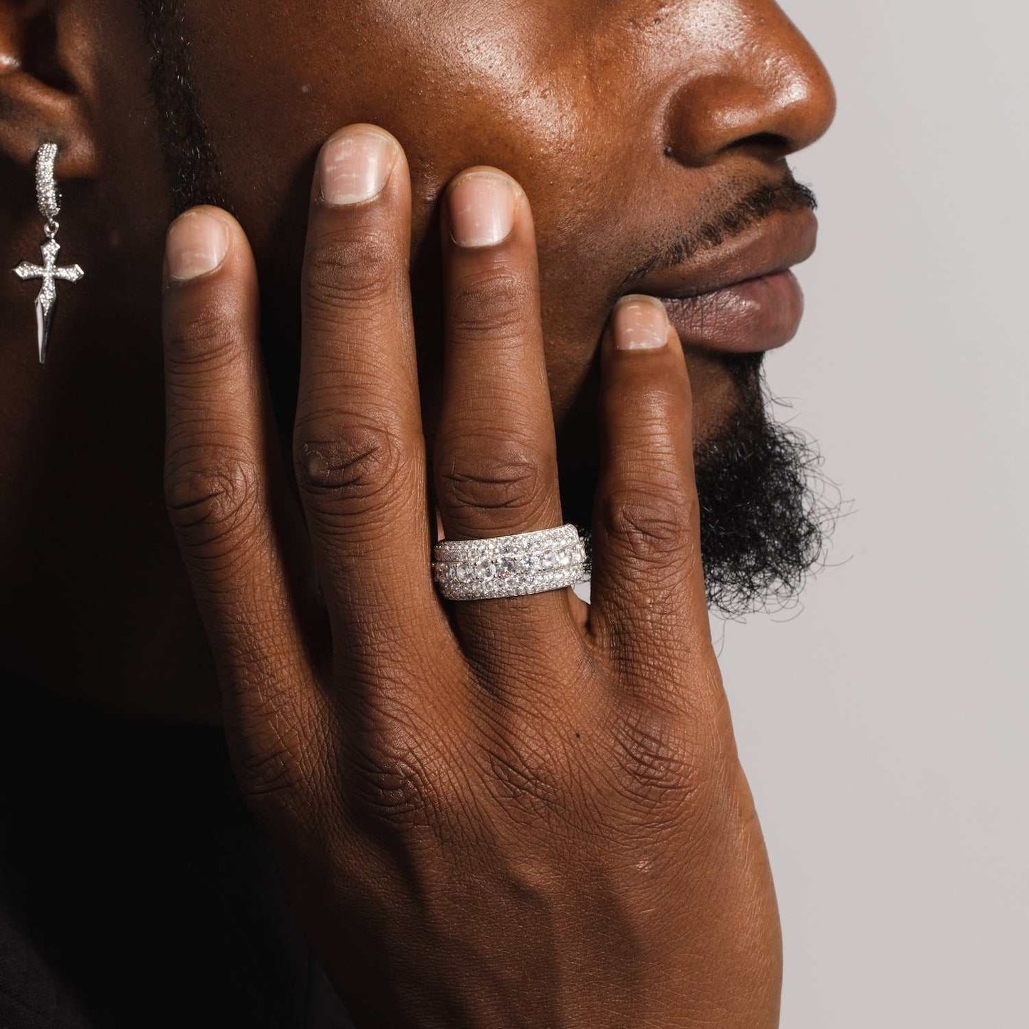 5 Layer Lab Grown Diamond Band Ring in Solid White Gold